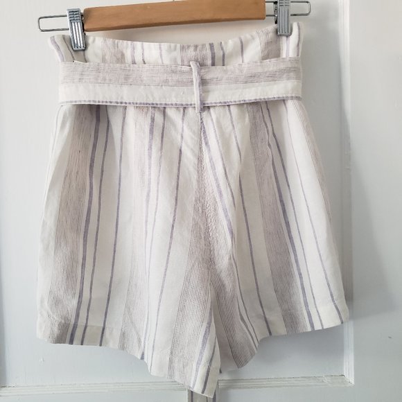 Aritzia Wilfred Striped Linen Paperbag Shorts Sz 0 - Picture 6 of 9